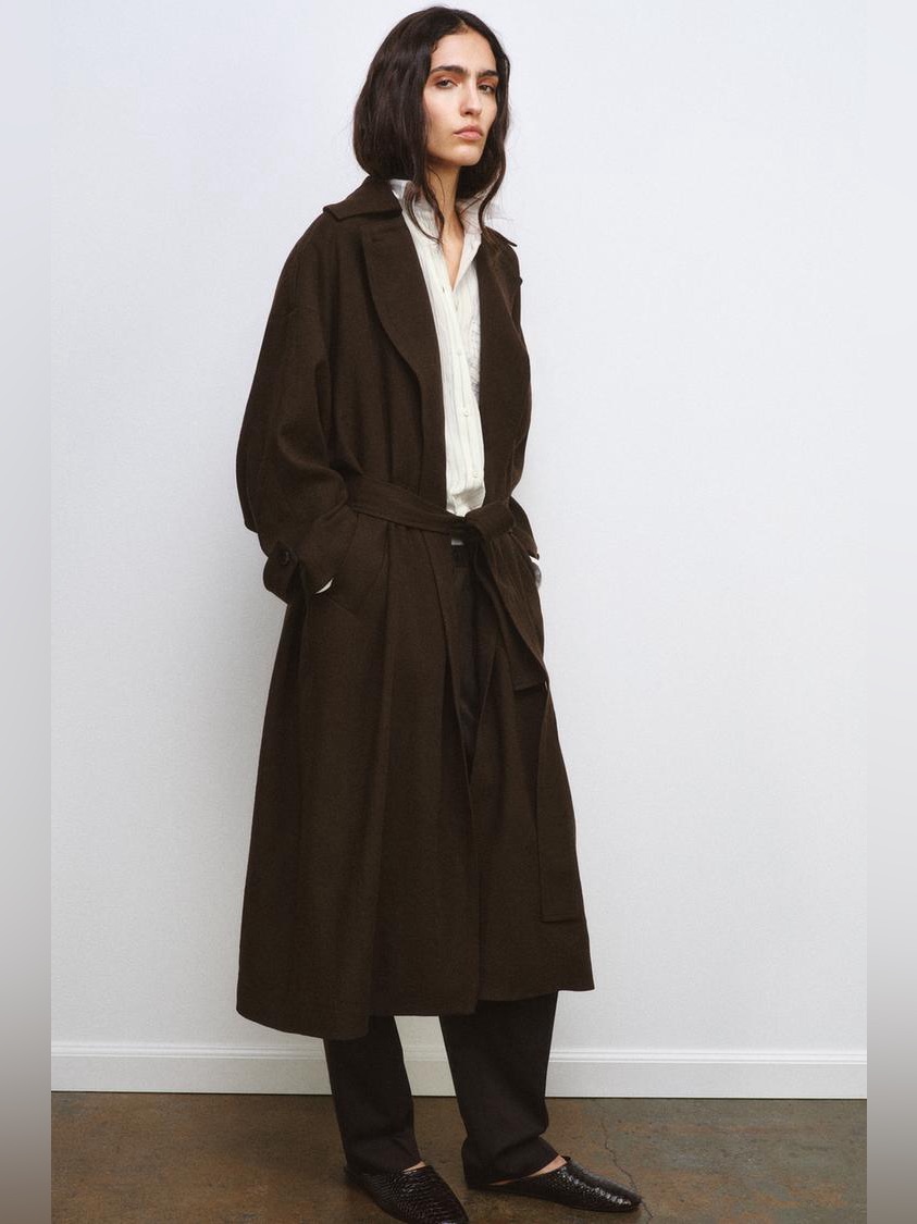 Zara Flowy Wool Trench Coat Zw Collection Limited Edition
